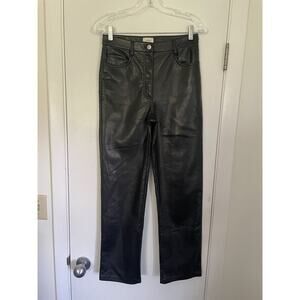 Wilfred Aritzia Melina Vegan Leather High waisted straight leg Pant size 4